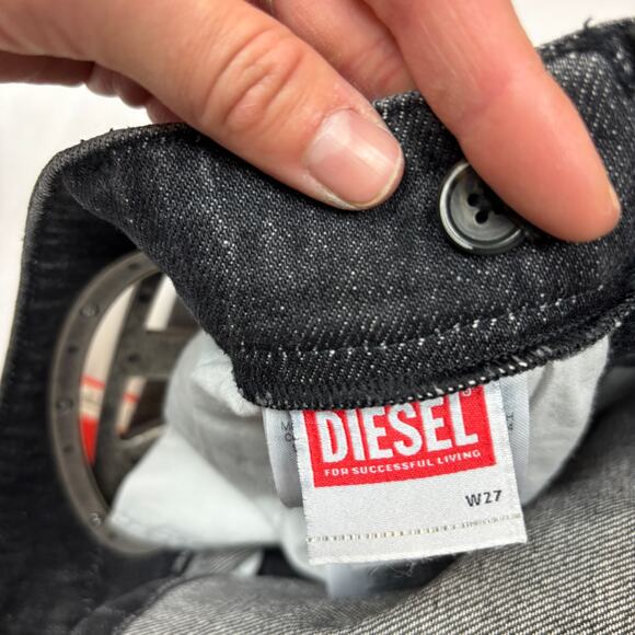 NWT Diesel De Ron Low Rise Cut Out Logo Denim Mini Skirt Women's 27 Y2K Grunge - Picture 8 of 11